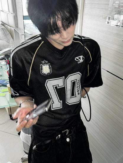 Matte Black & Silver White Track Short-Sleeve Tee