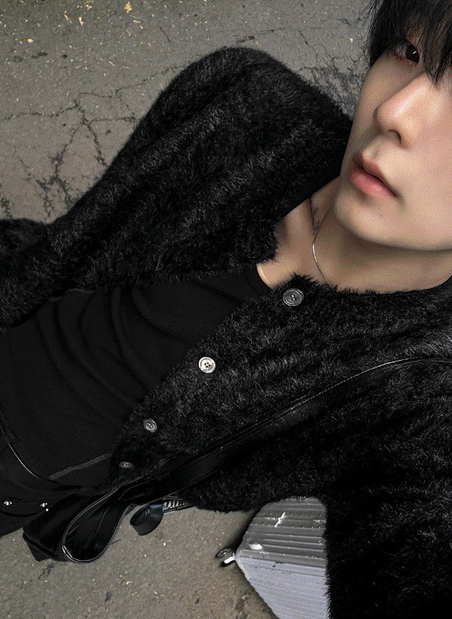 24FW New Thick Angora Semi-Oversized Cardigan