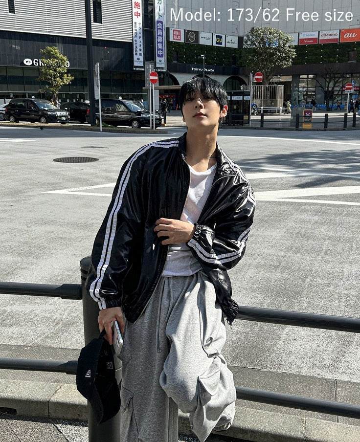 glossy track windbreaker