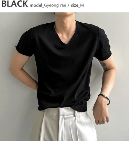 Ice Tencel V-Neck Short Sleeve Knit