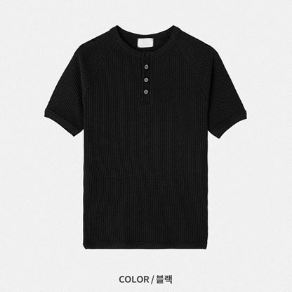 Muscle Fit Henry Neck Short-Sleeved Knitwear