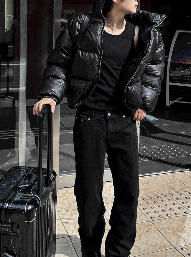 Leather black padded