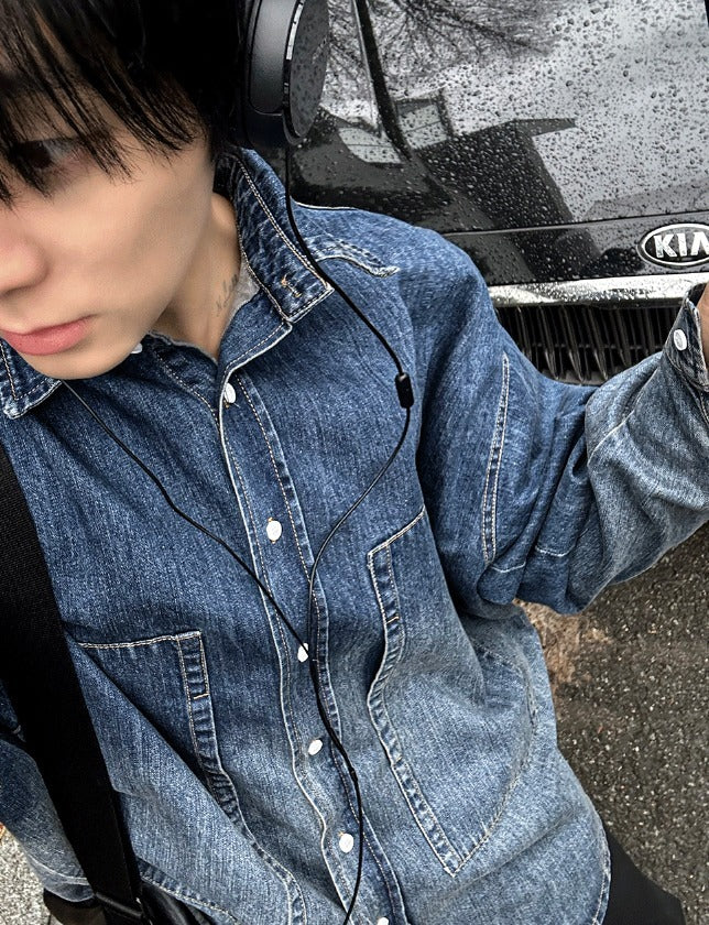 deep gradation denim shirts