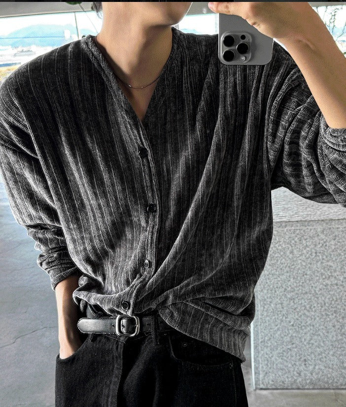 Beloa Ribbed V-Neck Cardigan