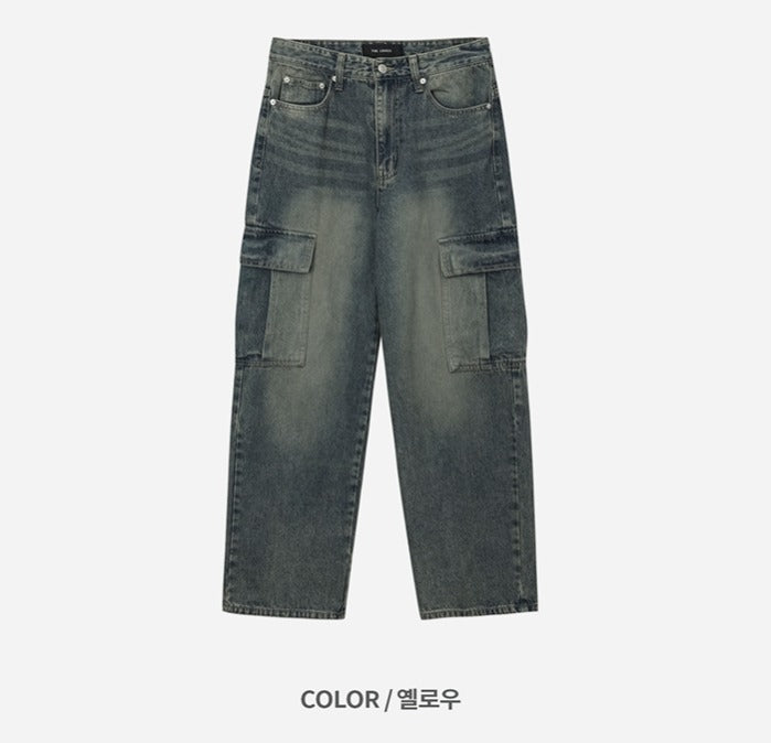 New Jeans Wide Cargo Pocket Denim Pants