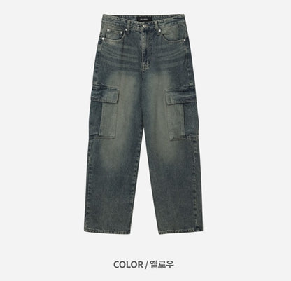 New Jeans Wide Cargo Pocket Denim Pants