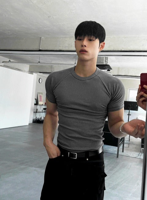 Muscle Fit Round Short-Sleeved Knitwear