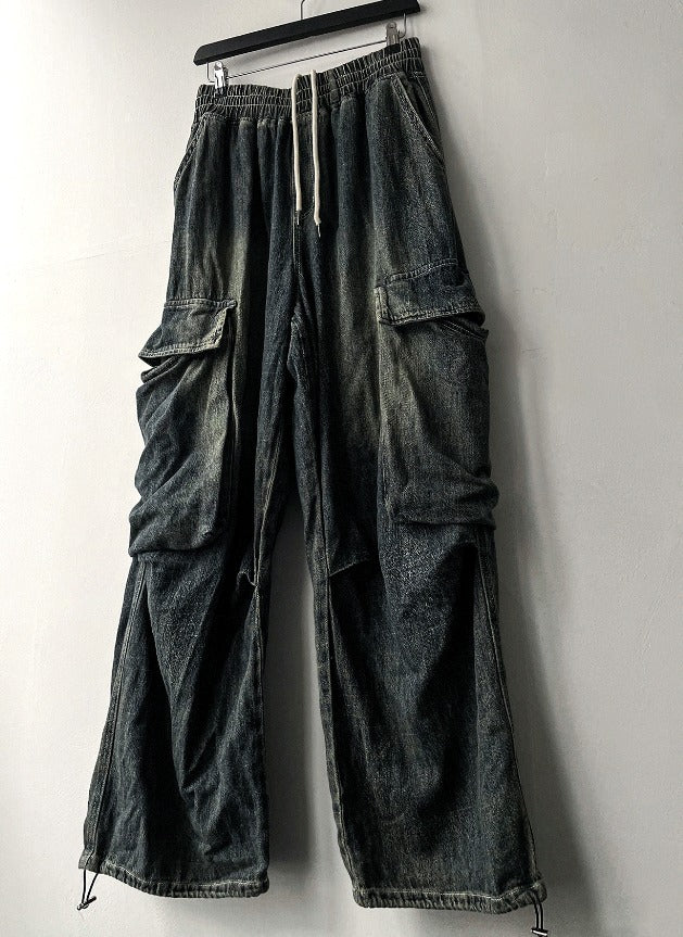 Summer Cool Cargo Banding Denim Pants