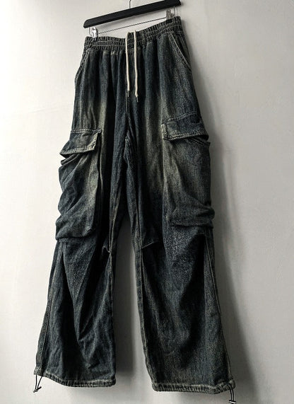Summer Cool Cargo Banding Denim Pants