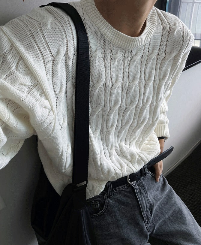 cable cosyharu semi-over knit