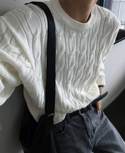 cable cosyharu semi-over knit
