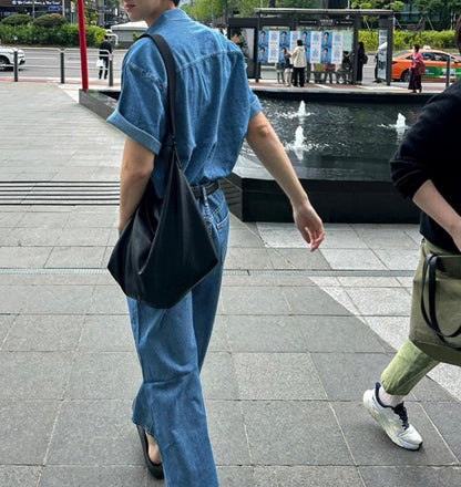 Summer Semi-Wide Denim Pants