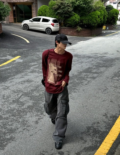 Secret Printing Long Sleeve Loose Fit T-shirt