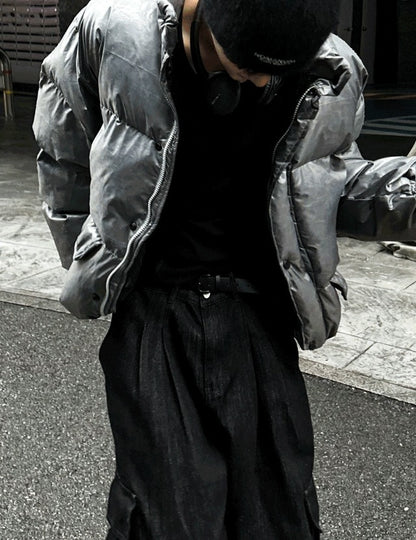 Two tuck washed wide cargo denim