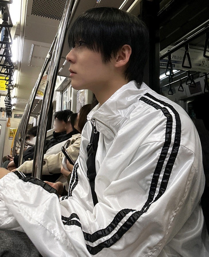 glossy track windbreaker