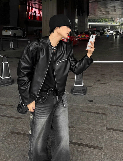 Premium Crop Leather Jacket