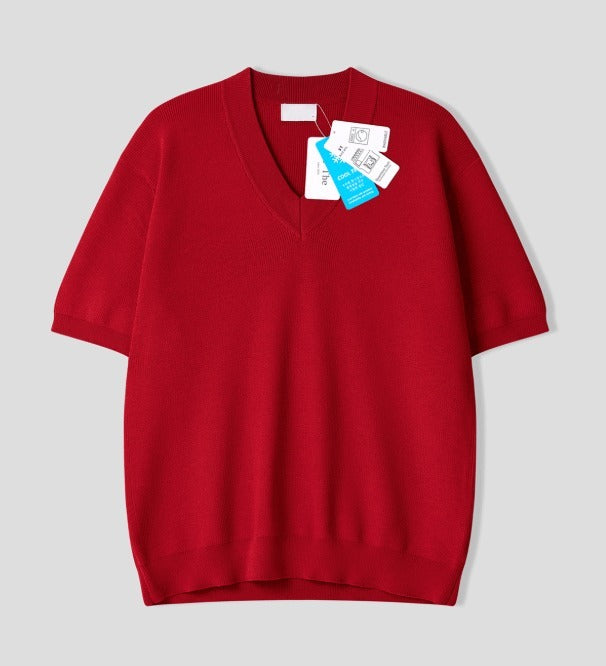 reelser overfit V-neck short sleeve knit