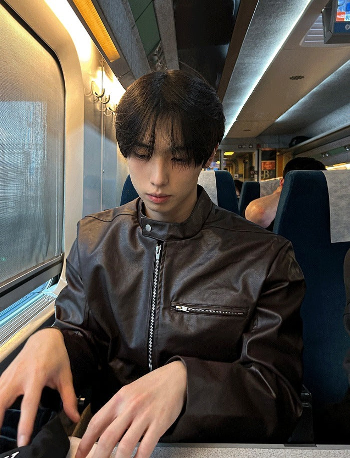 Concrete Crack Leather Jacket