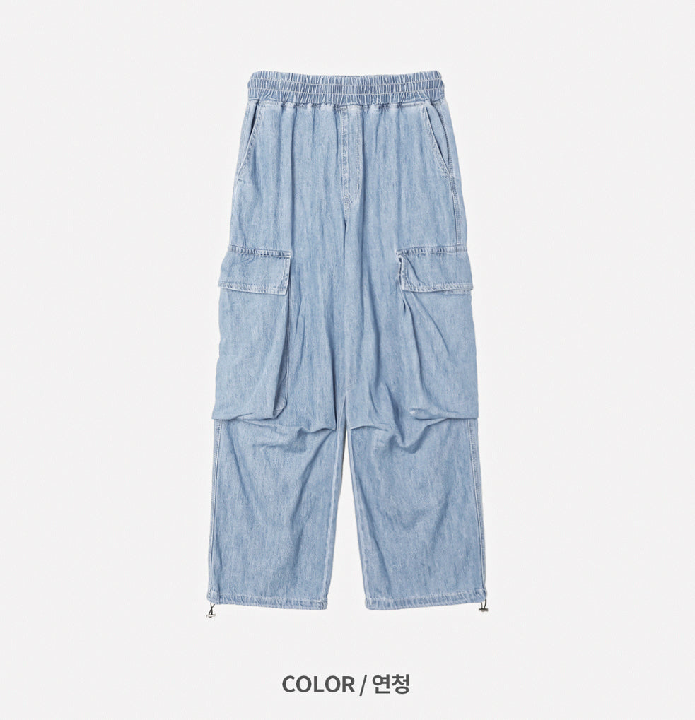 Summer Cool Cargo Banding Denim Pants