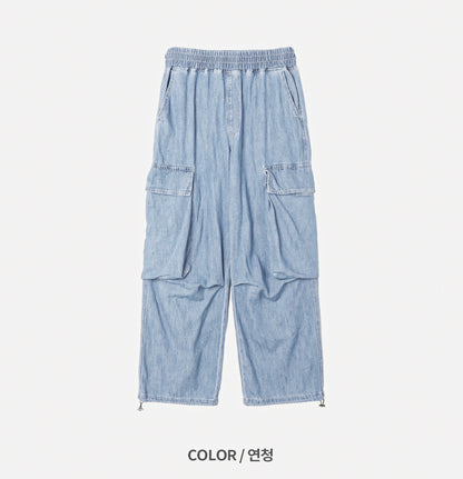 Summer Cool Cargo Banding Denim Pants
