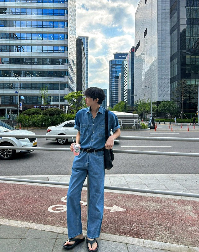 Summer Semi-Wide Denim Pants