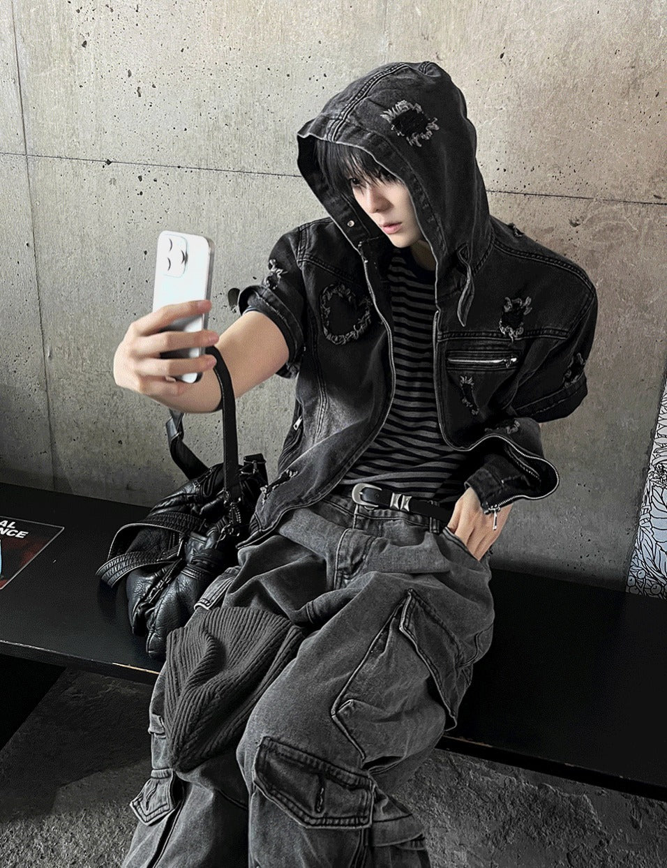 Cray Denim Short-sleeved Hooded Jacket