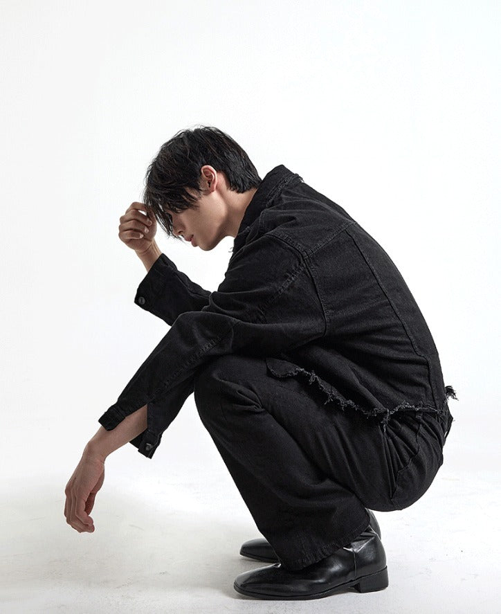 Damage Over Black Denim Jacket