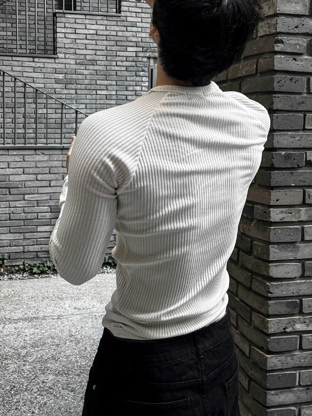 muscle-fit raglan ribbed knitwear