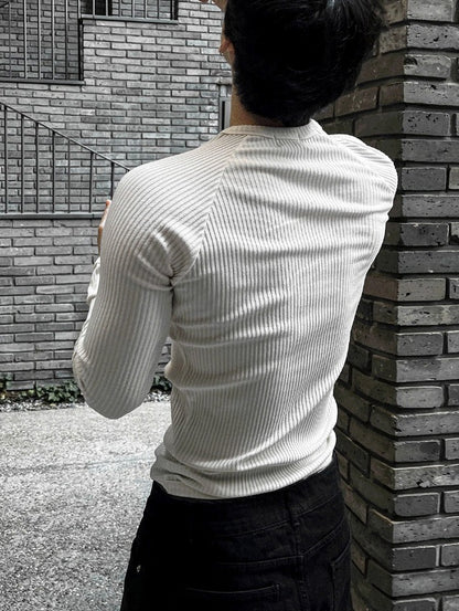 muscle-fit raglan ribbed knitwear