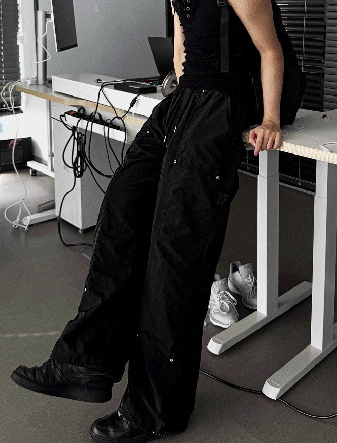 Double ni Nylon Carpenter Wide Pants