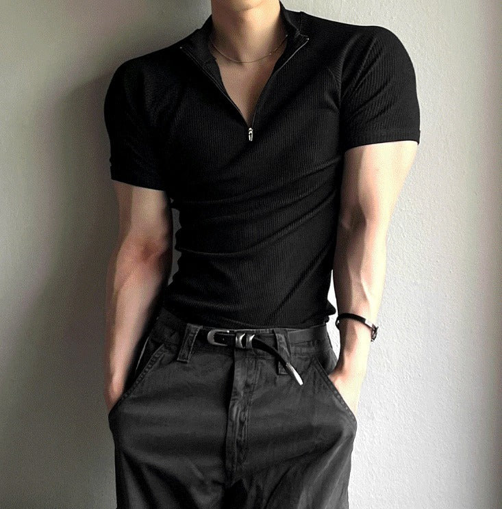 Muscle Fit Half-Zip Short Sleeve Tee