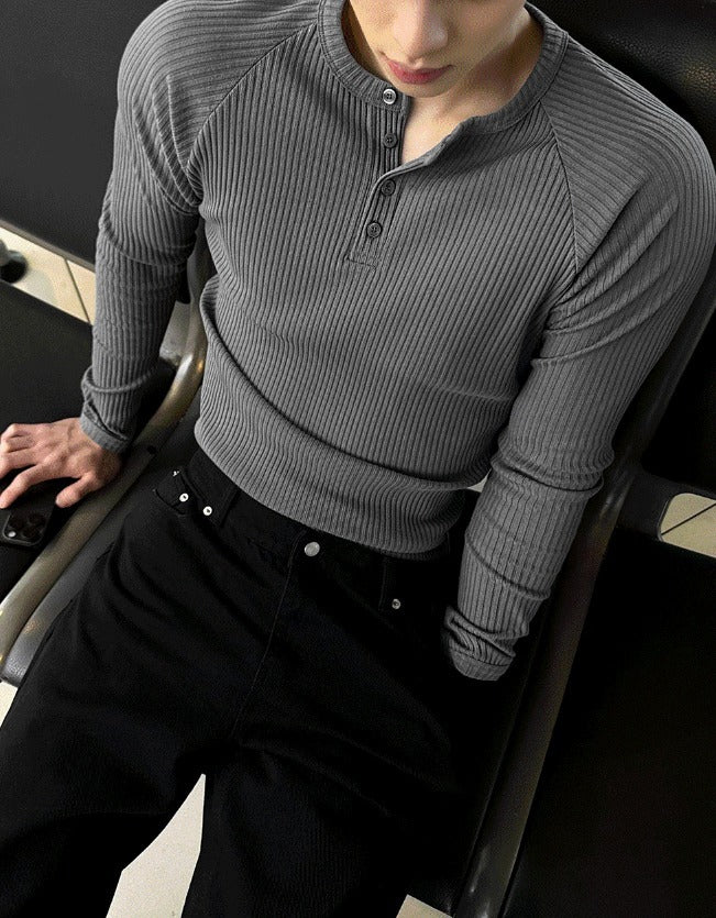 Muscle Fit Raglan Ribbed Knit