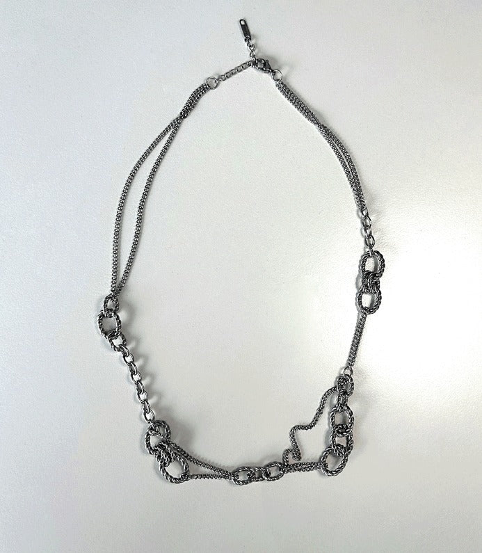 Double Layered Necklace [ Silver ]