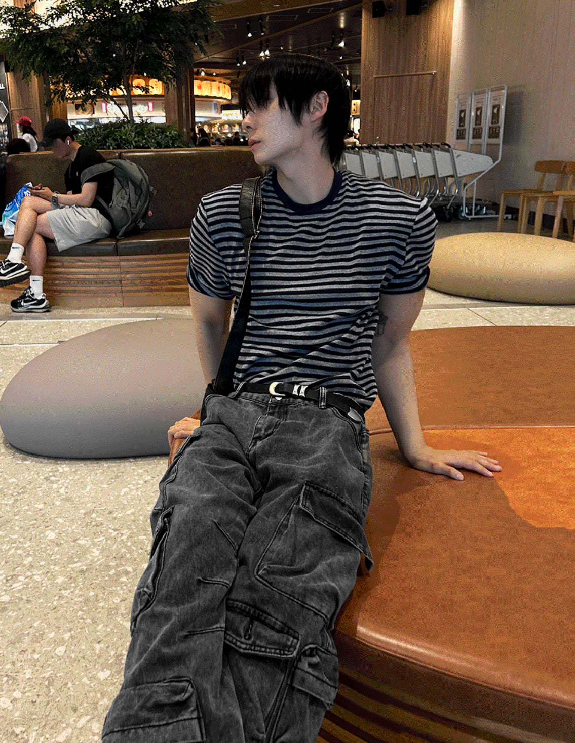 Black & Charcoal Striped Short Sleeve