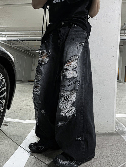 Denim Destroyed Pants