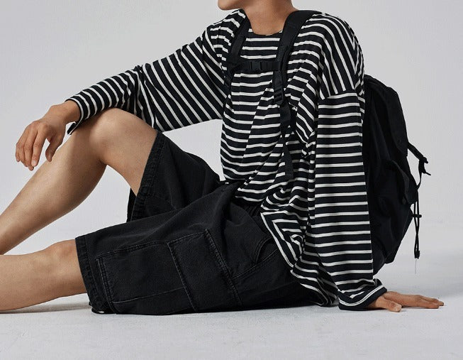 Shallow Stripe Oversized Long Sleeve Tee