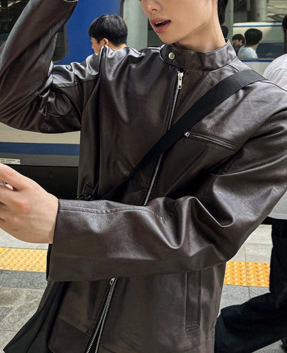 Concrete Crack Leather Jacket