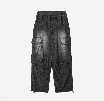 Summer Cool Cargo Banding Denim Pants