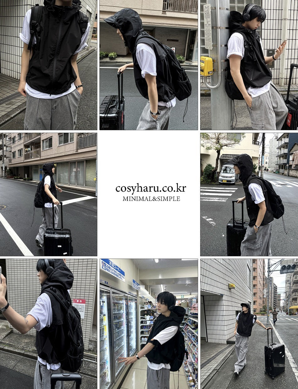 Techwear Nylon Hood Vest