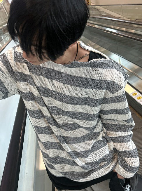 rivet stripe knit-T
