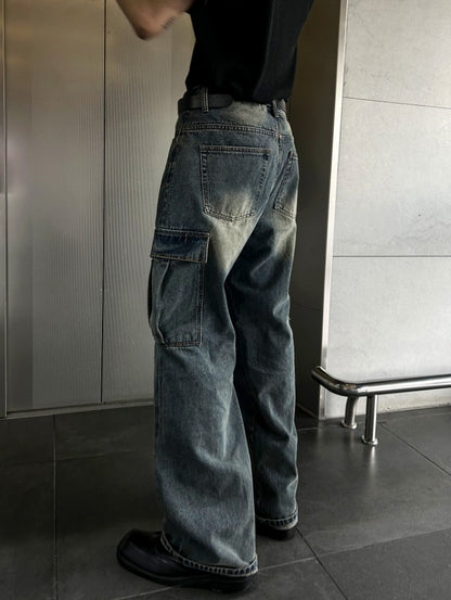 New Jeans Wide Cargo Pocket Denim Pants