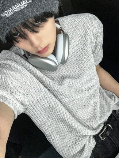 lay velour spring cut-off  short sleeve knit