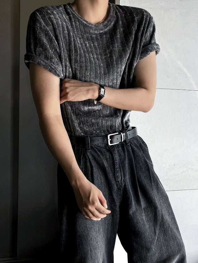 Cool Washing Pintuck Linen Denim Pants