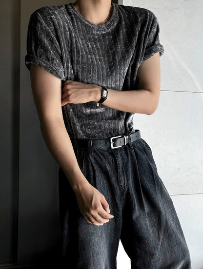 Cool Washing Pintuck Linen Denim Pants