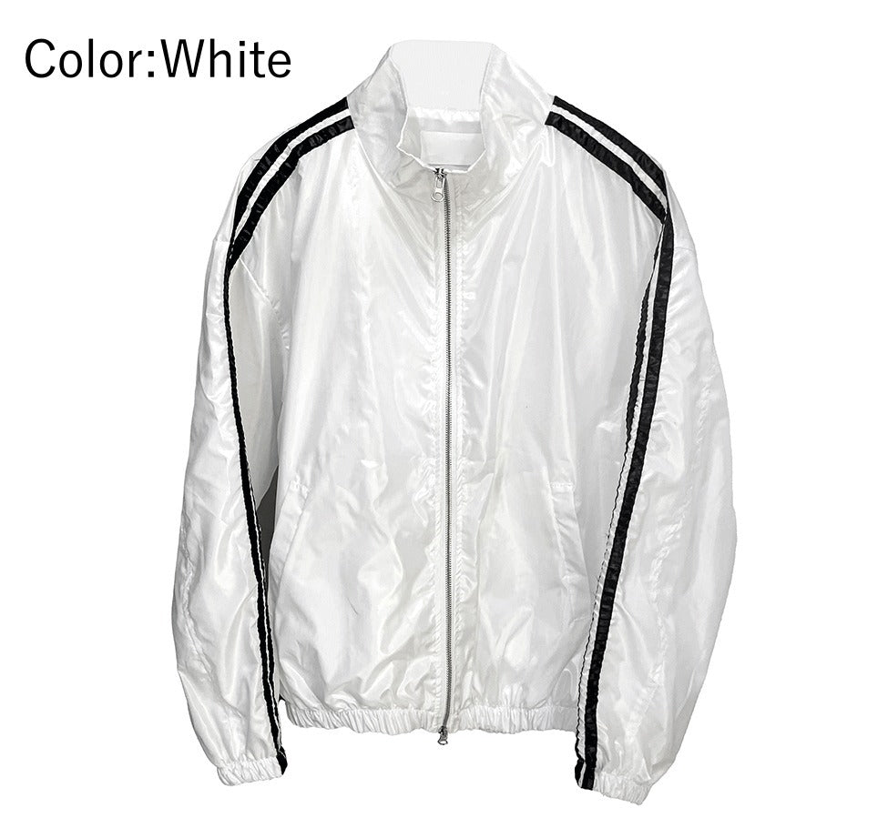 glossy track windbreaker