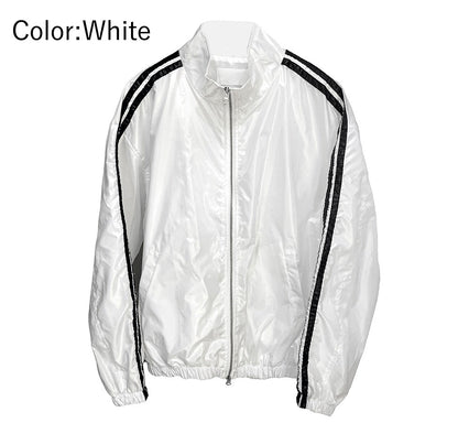 glossy track windbreaker