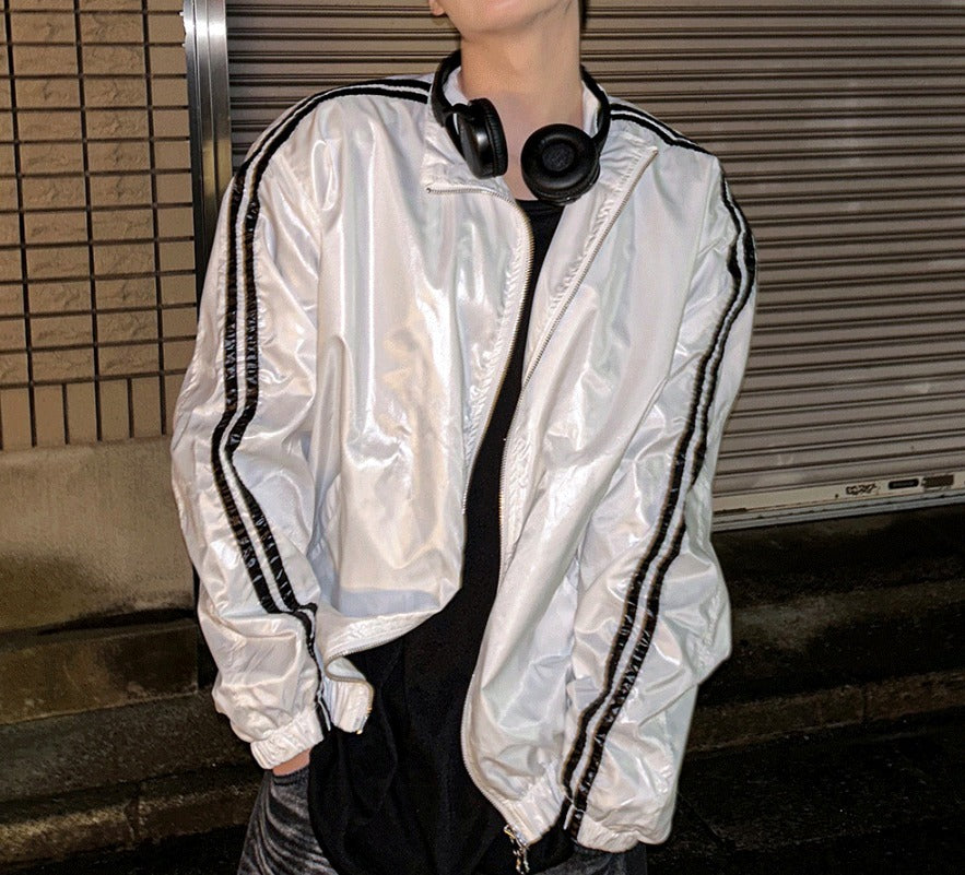 glossy track windbreaker