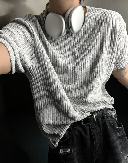 lay velour spring cut-off  short sleeve knit