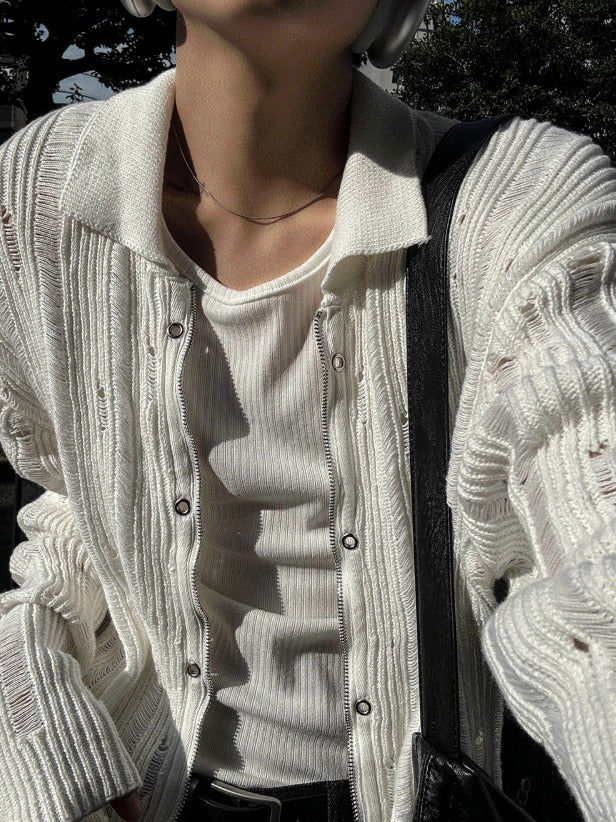 Mohair High Neck Cardigan