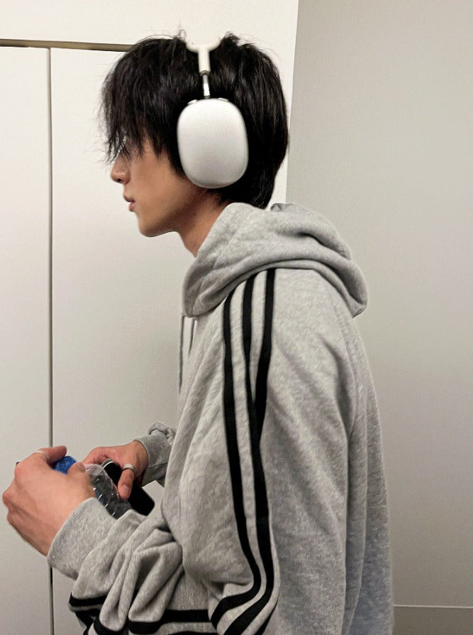 Outside track over hoodie
